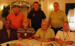 Seated Philip Rudolf, Claude (Pony) Dent, Rick Rudolf and Supervisor Safety Liaison Mark Manning, standing General Chairman Sonny Sheltman, Bob Schwarz and International Representative Joe Derillo.