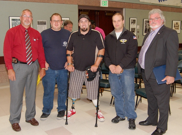 L to R: District 751 Business Rep Tommy Wilson, Robert Carver, Josh Divers, Andrew Dennis and Local A President Fergie Ferguson.