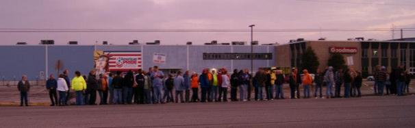 Members of IAM Local 2395 in Fayetteville, NT in front of the Goodman Company.