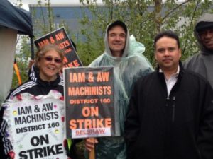 Western Territory General Vice President Gary Allen, right, joined striking Local 79 members who are fighting for justice at Belshaw Adamatic Bakery Group in Auburn, WA.