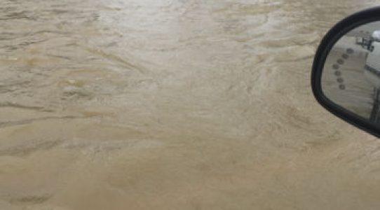 Franklin took this photo when she first encountered the flood waters on her way to the store.