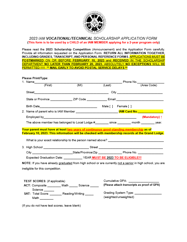 2023 CHILD VT APPLICATION