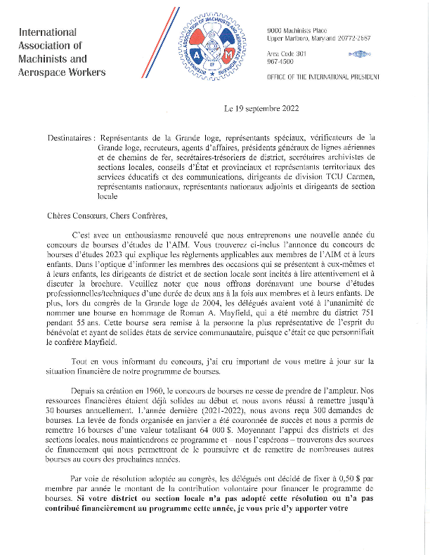 Signed French Call Letter