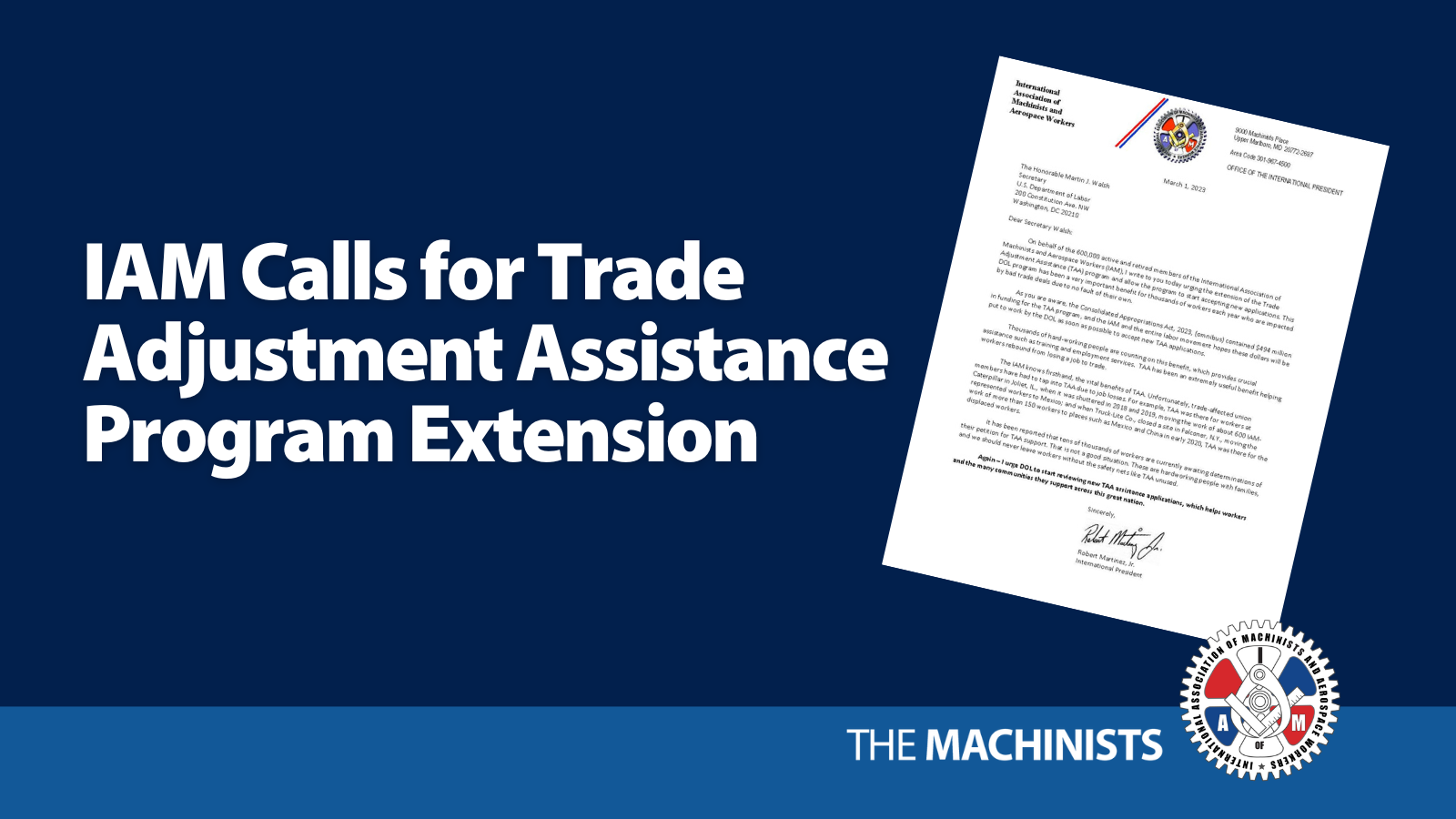 IAM Calls for Trade Adjustment Assistance Program Extension