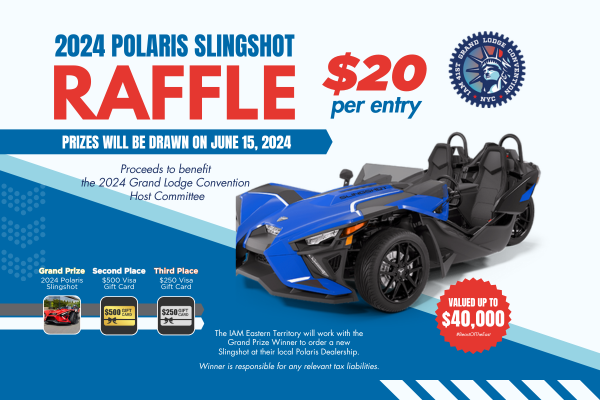 Enter Now! Win a 2024 Polaris Slingshot to Support the IAM Grand Lodge Convention